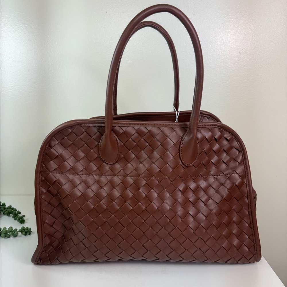 Urban Expressions Rhonda Woven Top Handle Bag in Chocolate Brown NWT - Picture 3 of 10